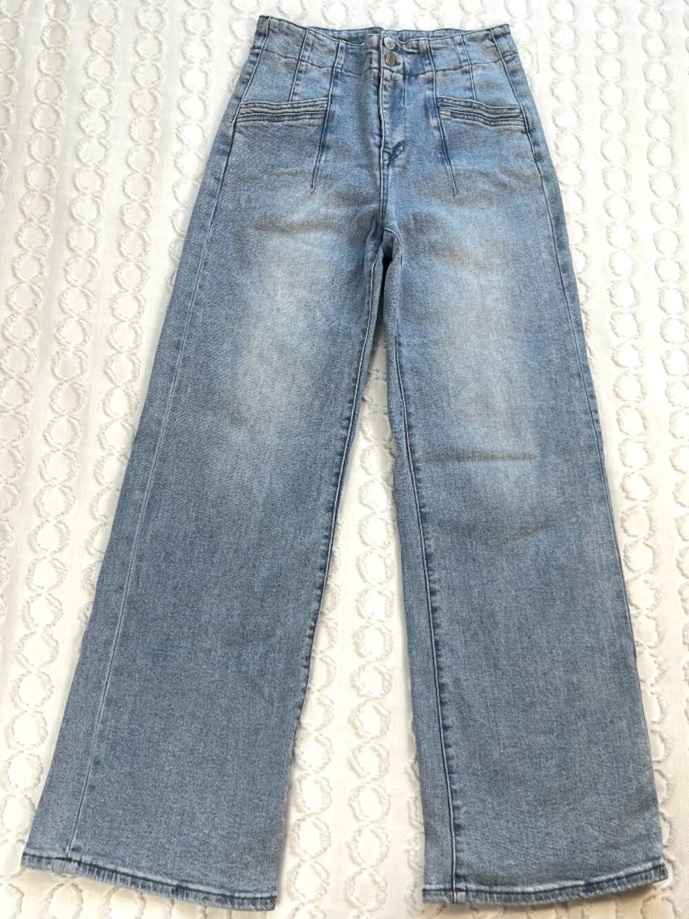 Altar'd State Mica Denim Wide Leg Jeans Light Wash High-rise Stretch Sz 27